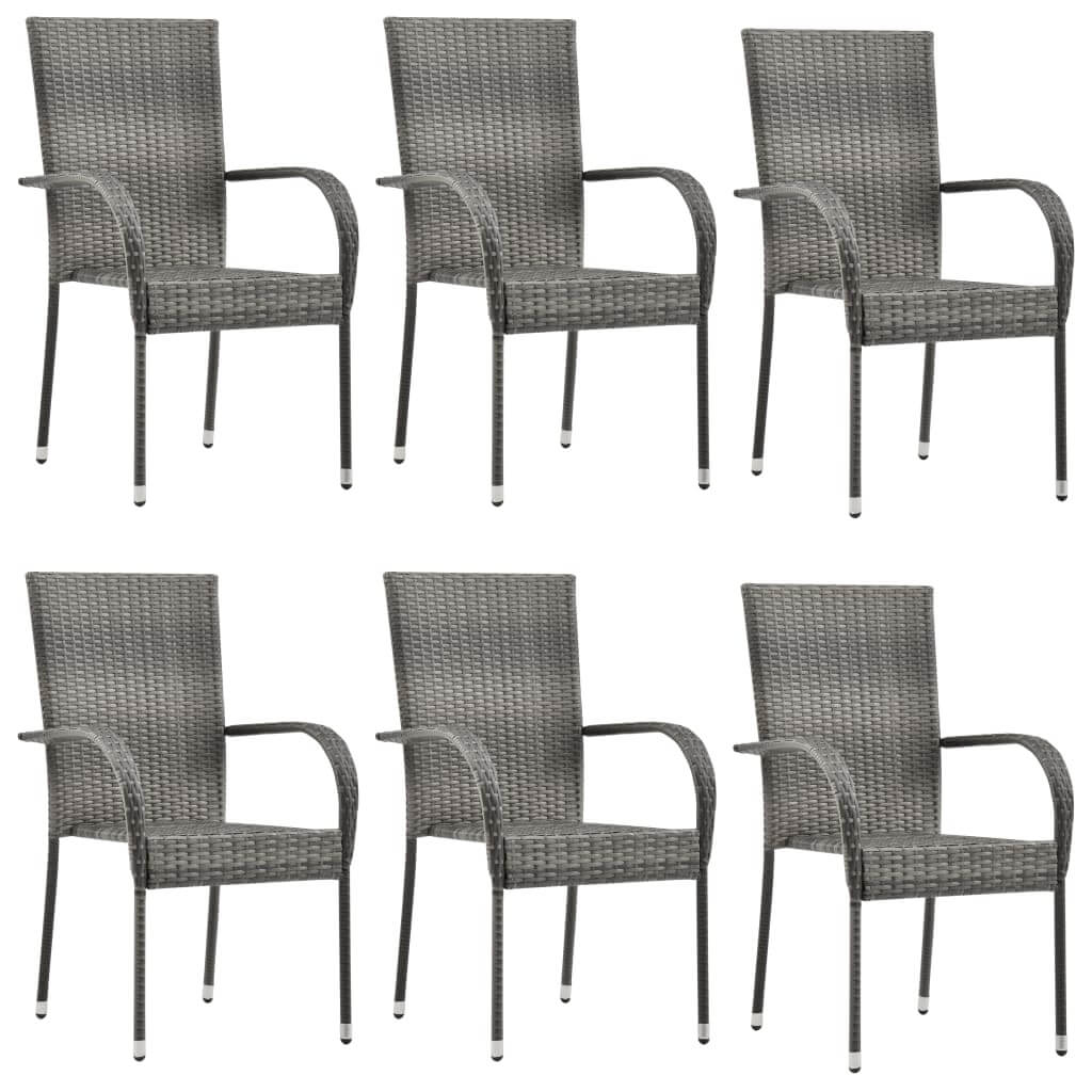 Stackable Outdoor Chairs 6 pcs Poly Rattan . Furniture -> Outdoor Furniture -> Outdoor Seating -> Outdoor Chairs