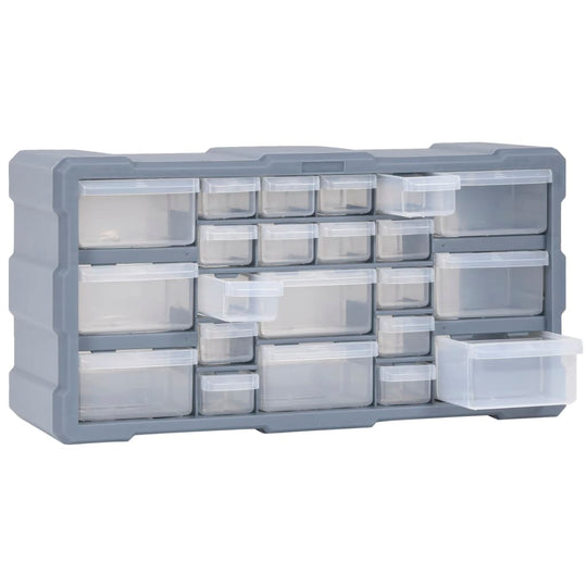 Multi-drawer Organiser with 49x16x25.5 cm featuring 22 transparent drawers for organization and storage.