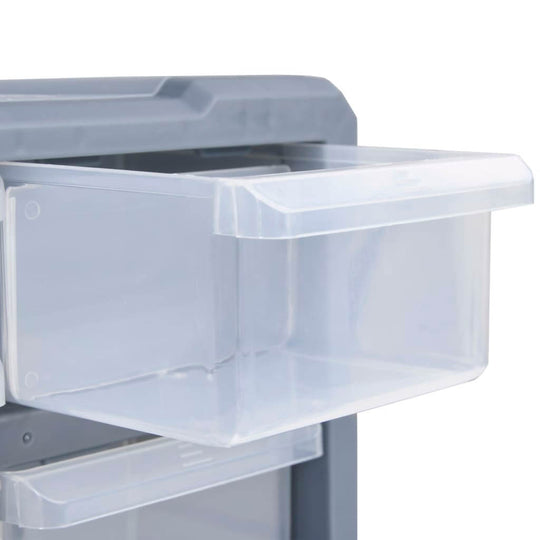 Multi-drawer Organiser with 49x16x25.5 cm clear drawer detail for efficient storage and organization.