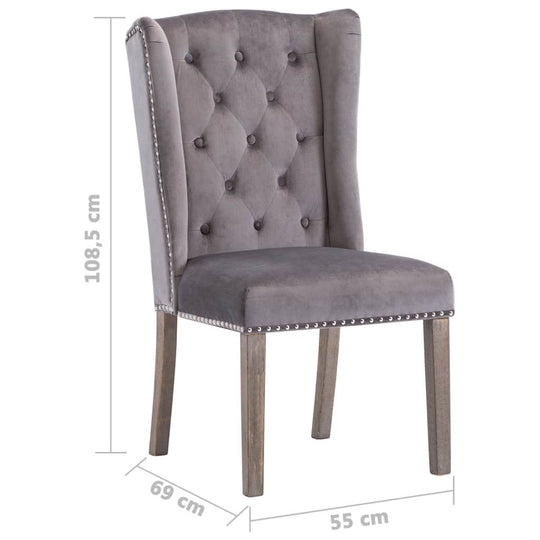 Dining Chairs 4 pcs Grey Velvet