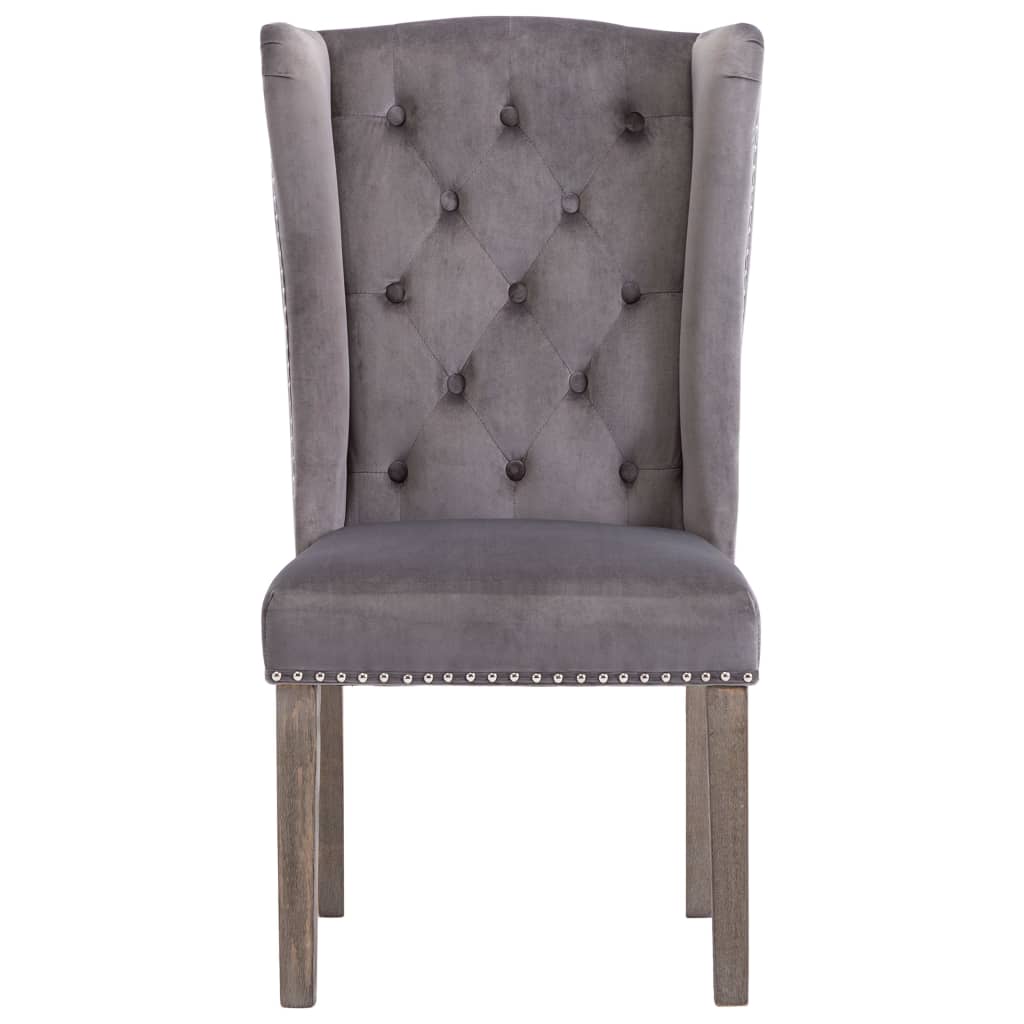 Dining Chairs  pcs  Velvet with tufted backrest and metal rivets on solid rubberwood legs.