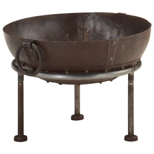 Rustic Fire Pit – Durable Iron Outdoor Heater with ring handle, showcasing a large deep bowl for garden or patio use.
