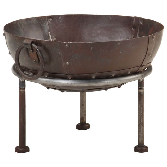 Rustic Fire Pit – Durable Iron Outdoor Heater with a large deep bowl, designed for absorbing and radiating heat, featuring side rings.