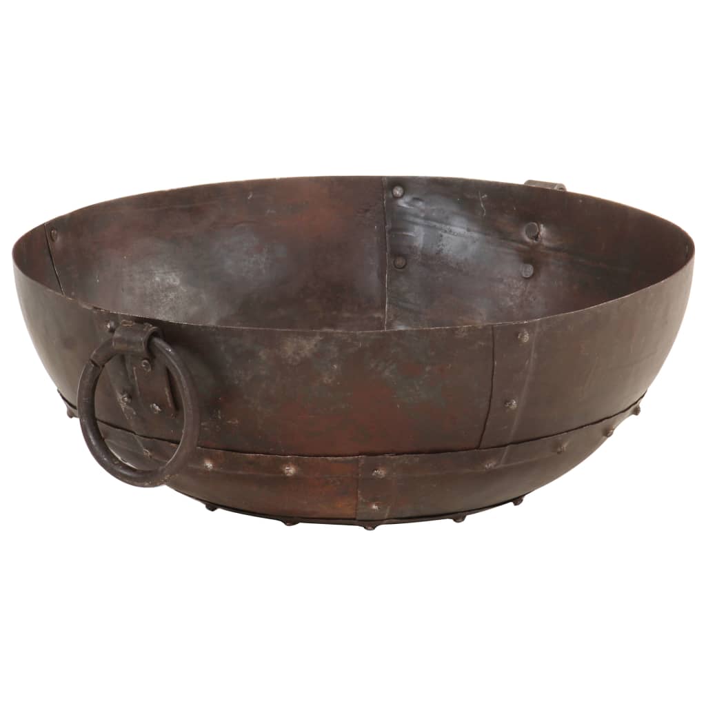 Rustic Fire Pit – Durable Iron Outdoor Heater with a large deep bowl and convenient ring handle, perfect for garden or patio heating.