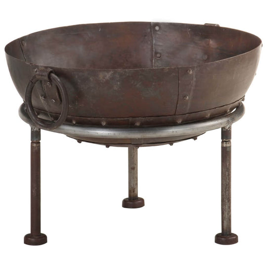 Rustic Fire Pit – Durable Iron Outdoor Heater with a deep, rusty bowl and sturdy iron legs for garden or patio use.