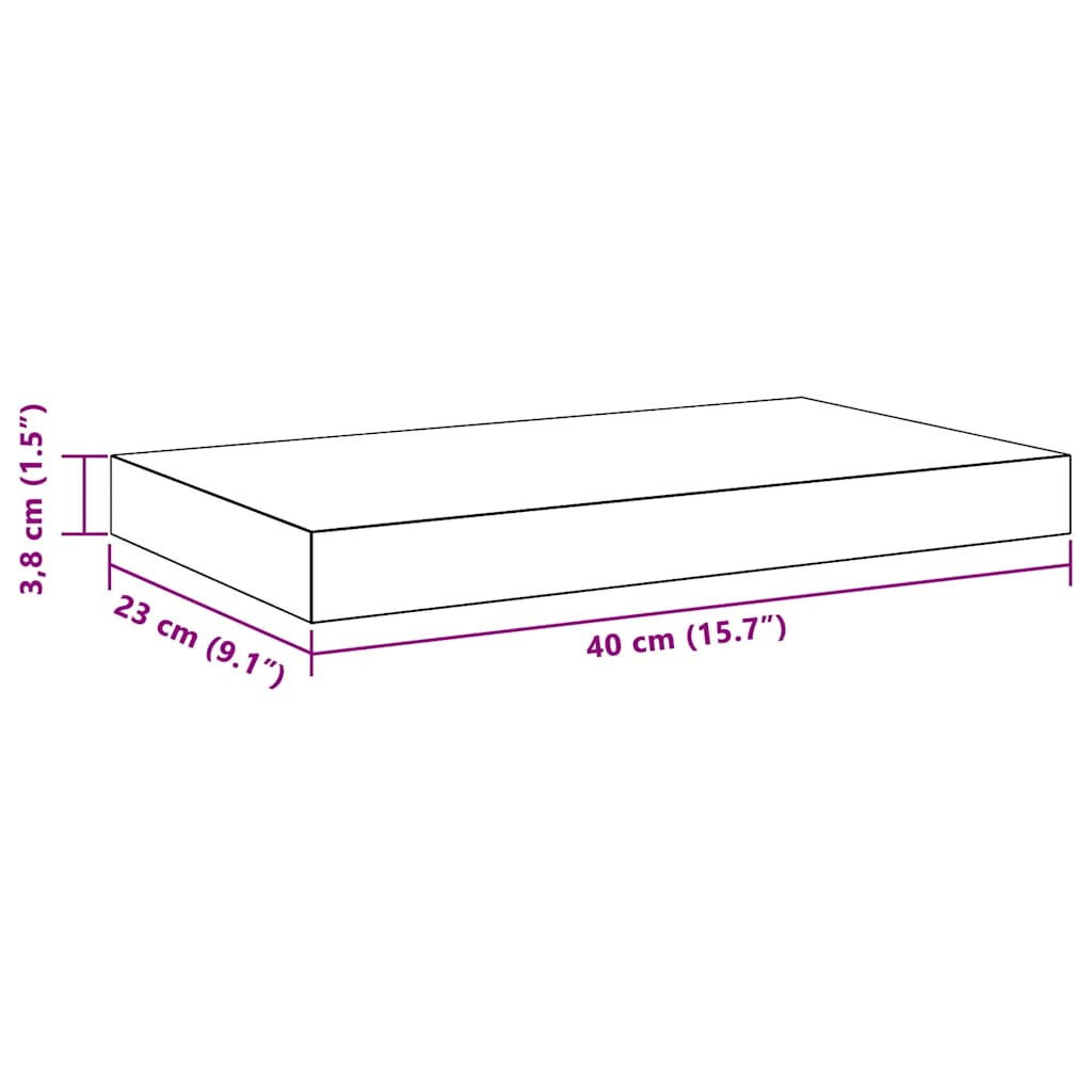 Diagram of Floating Wall Shelves 2 pcs 40x23x3.8 cm MDF showing dimensions