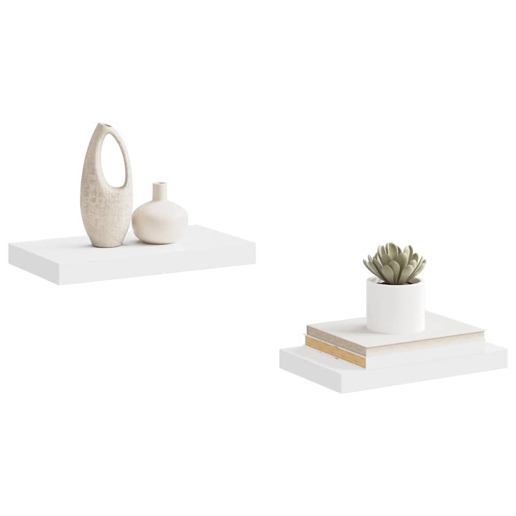 Floating Wall Shelves 2 pcs 40x23x3.8 cm MDF with decor items displayed