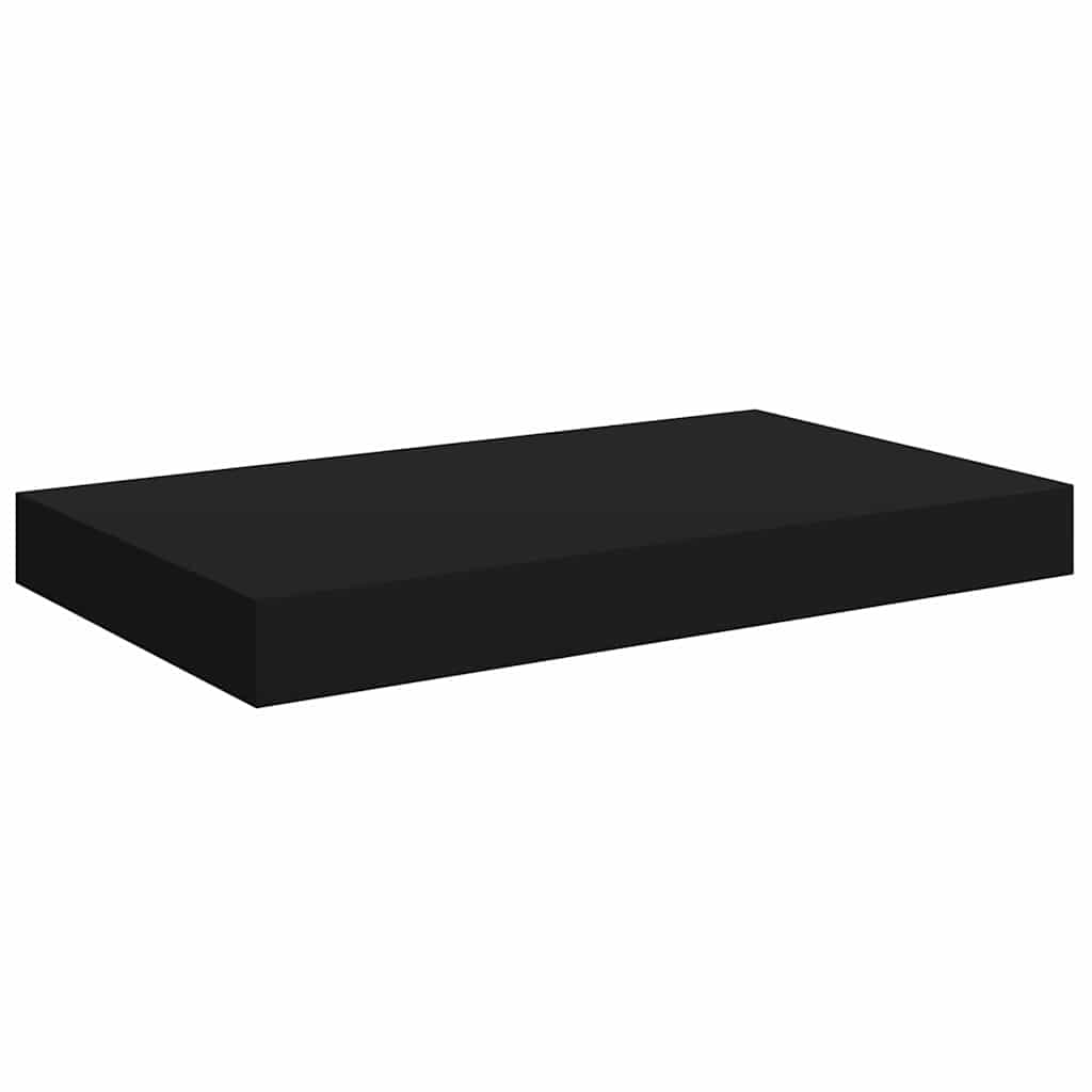Floating Wall Shelves 2 pcs 40x23x3.8 cm MDF, black, suitable for home decor, featuring invisible mounting for books and ornaments.