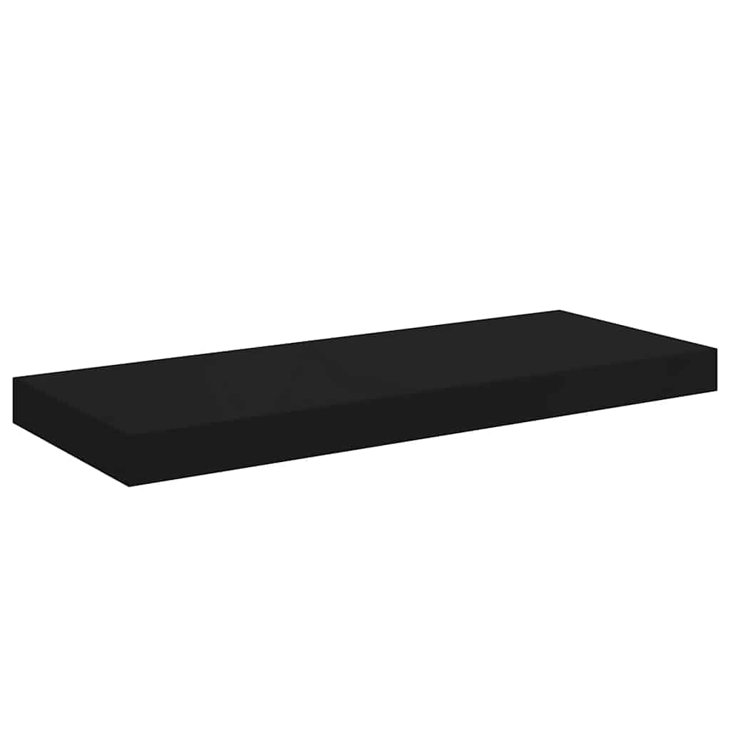 Floating Wall Shelves 2 pcs 60x23.5x3.8 cm MDF in black, invisible mounting system, stylish home decor display.