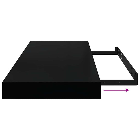Floating Wall Shelves 2 pcs 60x23.5x3.8 cm MDF with invisible mounting, ideal for displaying awards, books, and collectibles. Durable MDF and metal.
