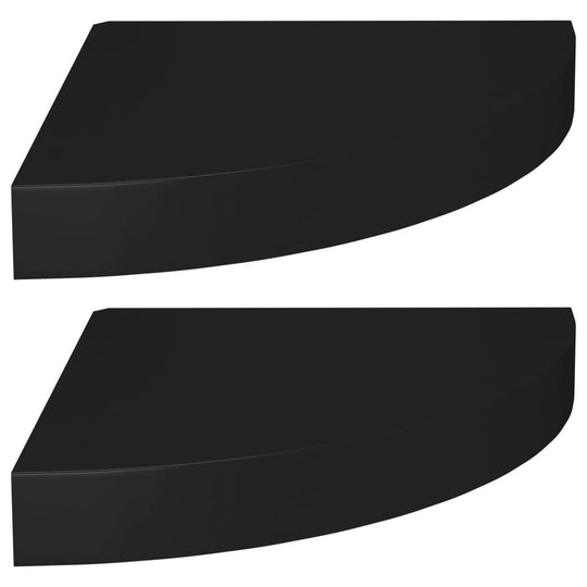 Floating Corner Shelves 2 pcs 25x25x3.8 cm MDF, perfect for displaying books and decoratives with an invisible mounting system.