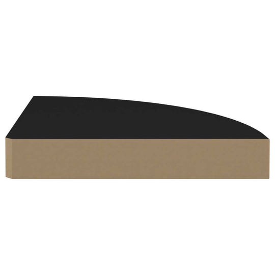 Floating Corner Shelves 2 pcs 25x25x3.8 cm MDF in black and wood, ideal for books and decor with invisible mounting system.