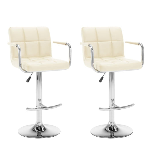 Bar Stools 2 pcs Cream Faux Leather