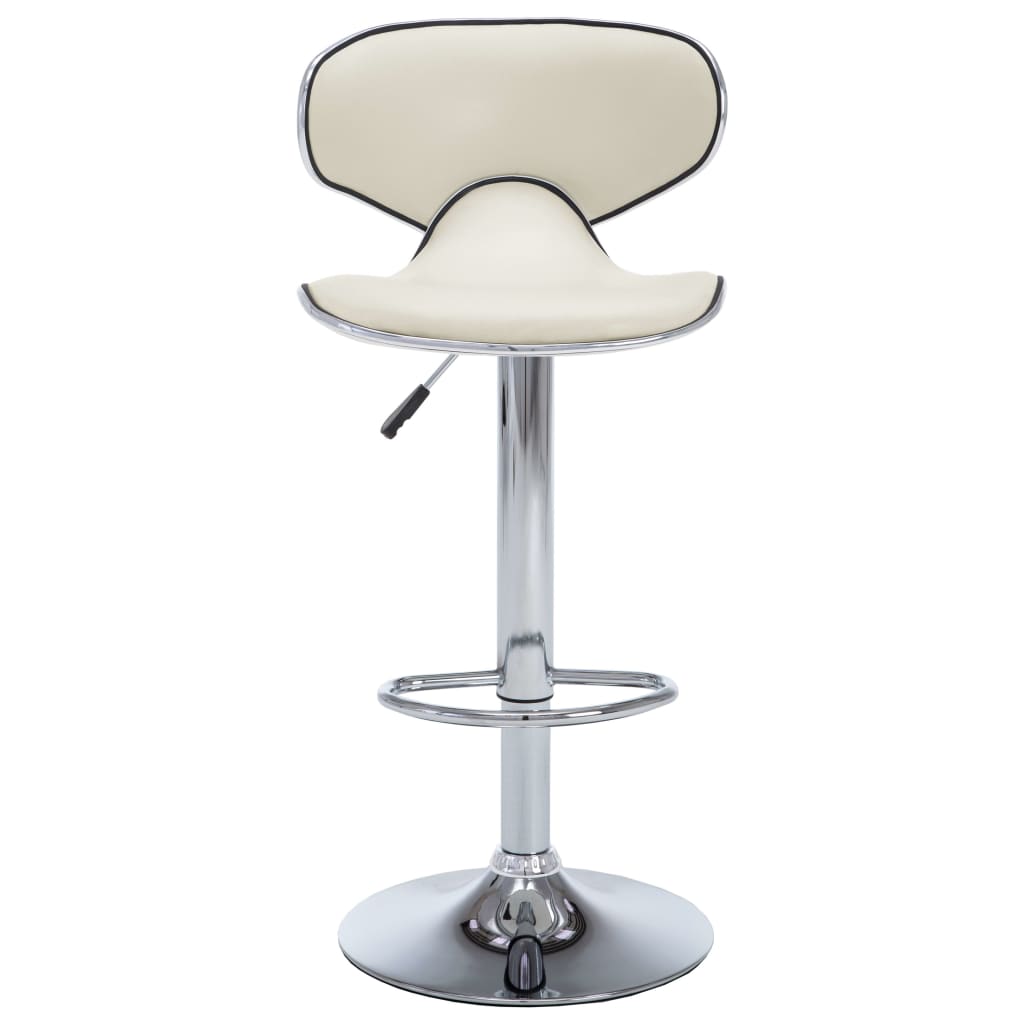 Cream faux leather bar stool with chrome frame, perfect for outdoor living spaces and home patios.