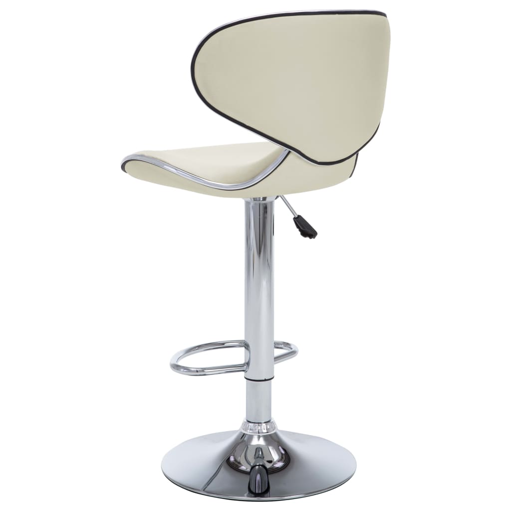 Cream faux leather bar stool with chrome base, ideal for outdoor patio furniture and garden lounge sets.