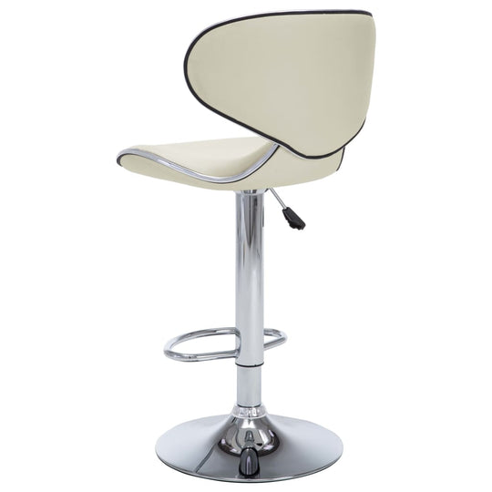 Cream faux leather bar stool with chrome base, ideal for outdoor patio furniture and garden lounge sets.