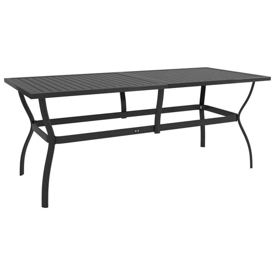 Stylish anthracite garden table, 190x80x72 cm, made of sturdy powder-coated steel, ideal for outdoor furniture and lounge areas.