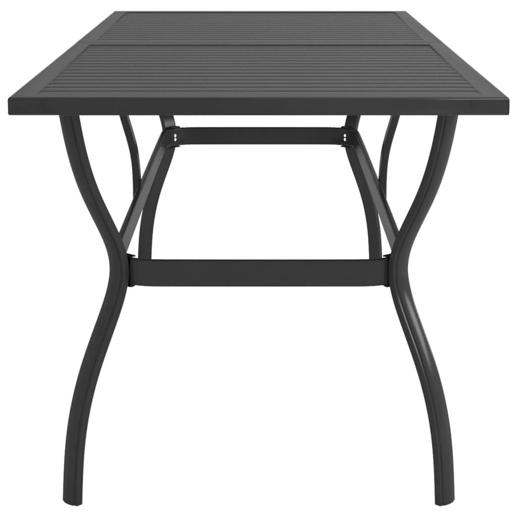 Stylish anthracite garden table in powder-coated steel, perfect for outdoor furniture and lounge areas. Dimensions 190x80x72 cm.