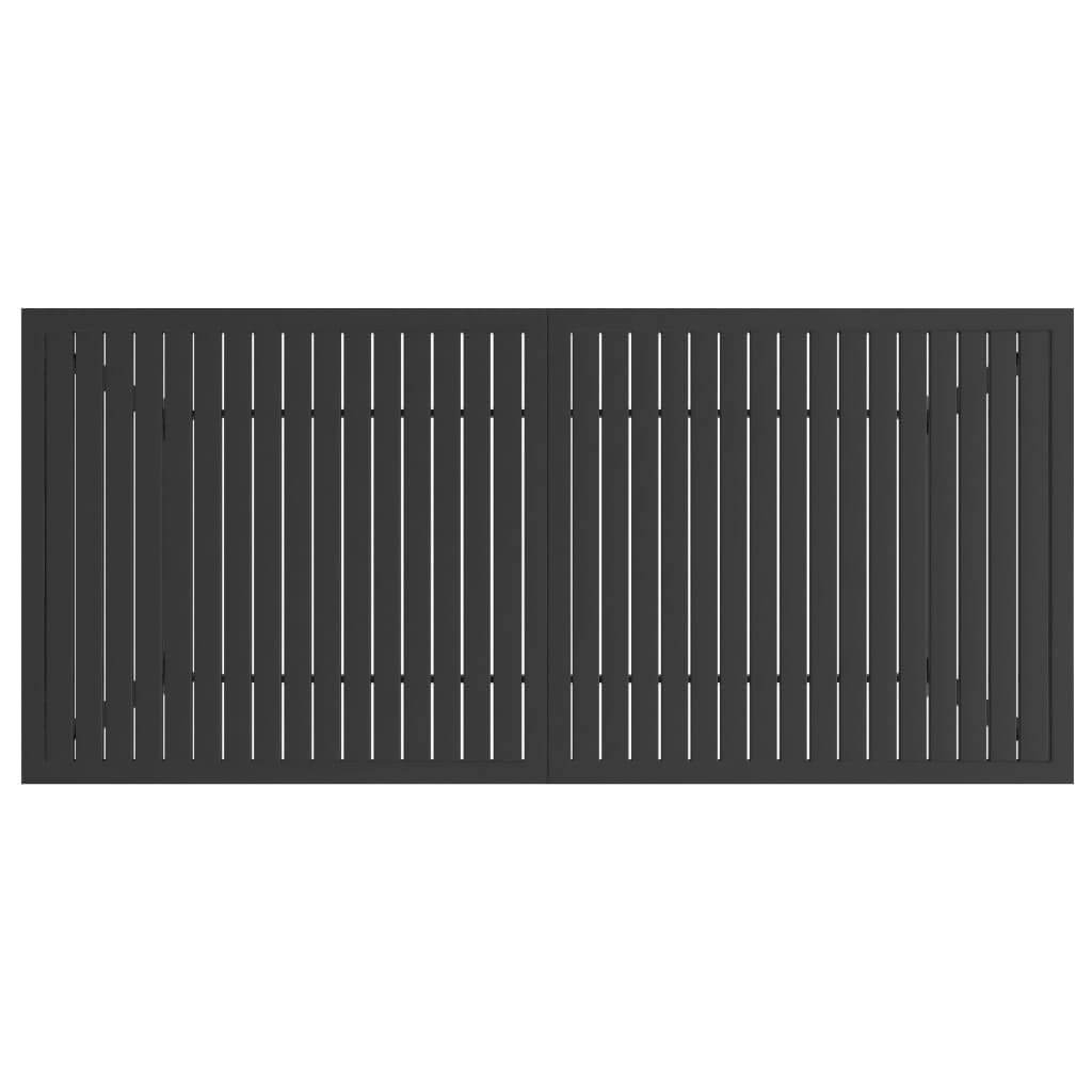 Garden table with slatted design in anthracite steel, ideal for outdoor furniture in lounge or patio settings.