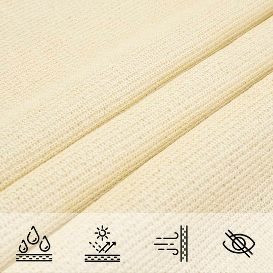 Close-up of cream HDPE fabric for sunshade sail, showcasing water permeable and UV-resistant properties, ideal for outdoor furniture.