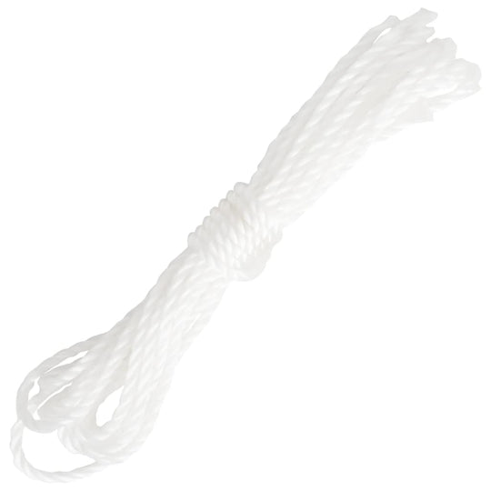 White braided rope for securing outdoor products and sunshades, versatile for various outdoor applications.