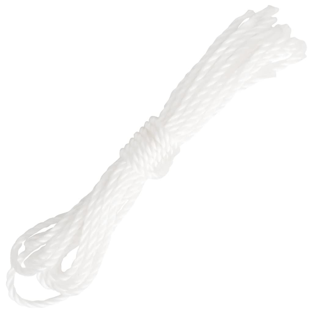 bundle of white rope for outdoor uses, ideal for securing sunshades and outdoor furniture setups.