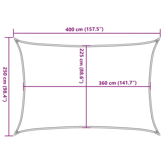 Sunshade Sail 160 g/m² Cream 2.5x4 m HDPE