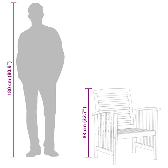 كراسي حديقة قطعتين من خشب الأكاسيا الصلب