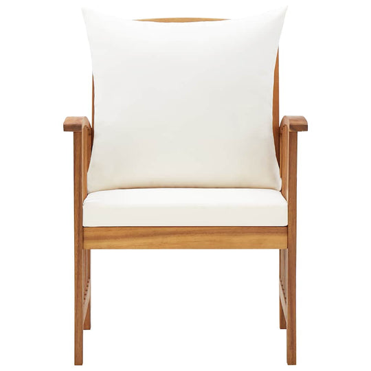 Garden Chairs with Cushions 2 pcs Solid Acacia Wood featuring a sleek design and comfortable cushions.
