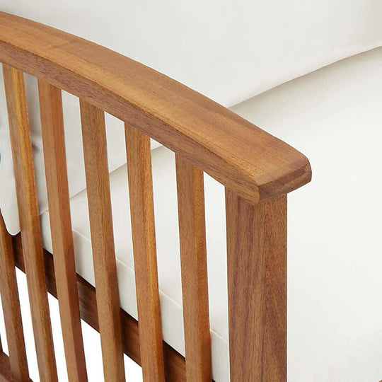 Garden Chairs with Cushions 2 pcs Solid Acacia Wood close-up of the armrest and cushion details.