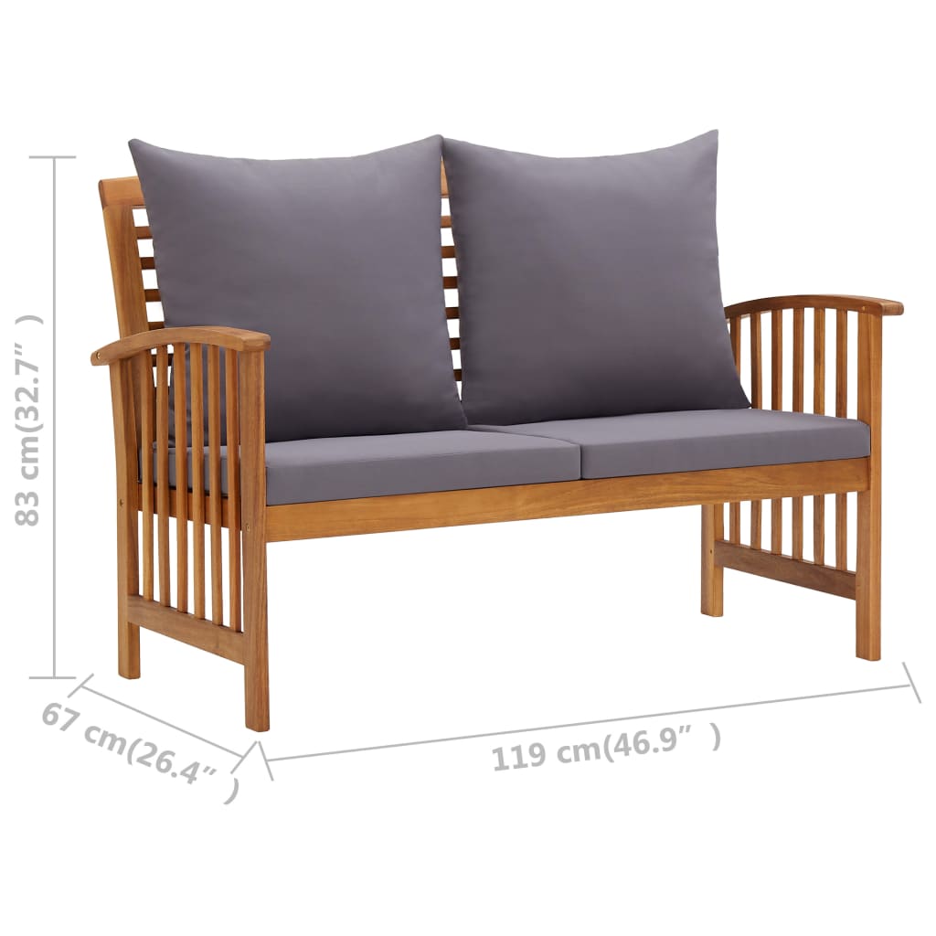 Garden Bench with Cushions 119 cm Solid Acacia Wood , Furniture -> Outdoor Furniture -> Outdoor Seating -> Outdoor Benches