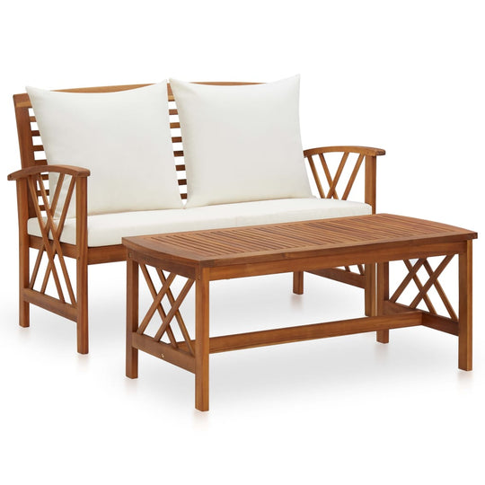 2 Piece Garden Lounge Set with Cushions Solid Acacia Wood , Outdoor Furniture Sets , Chairs -,Decor -,Durable,eligant,Furniture -,Home & Garden -,Home Decor,Modern Design,new-305021,Outdoor Furniture -,Outdoor Furniture Sets,Outdoor Seating -,Tables -,Woo