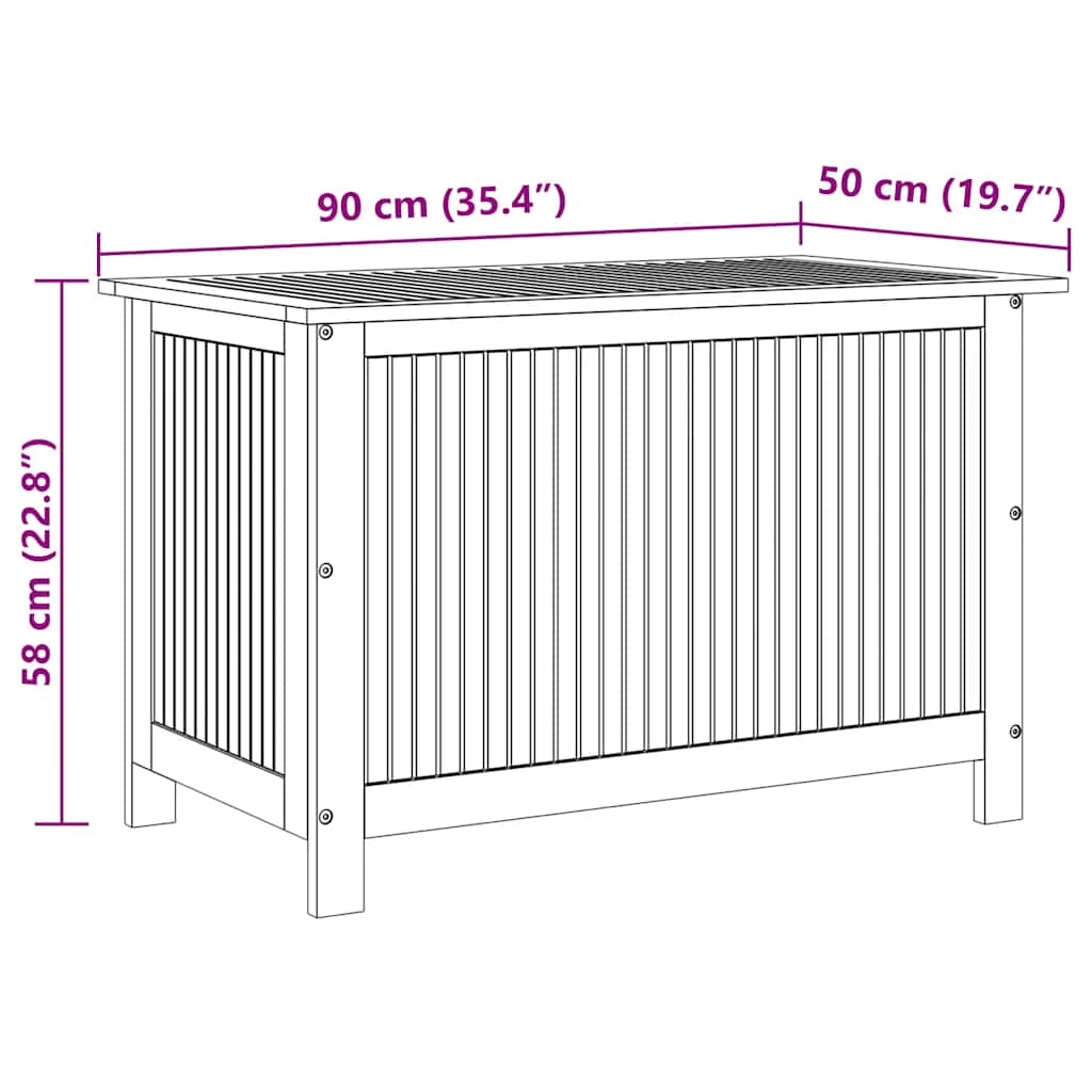 VidaXL Garden Storage Box 90x50x58 cm Solid Acacia Wood
