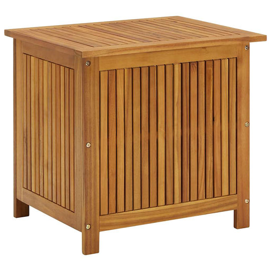 Garden Storage Box 60x50x58 cm Solid Acacia Wood showcasing rustic design and durable construction.