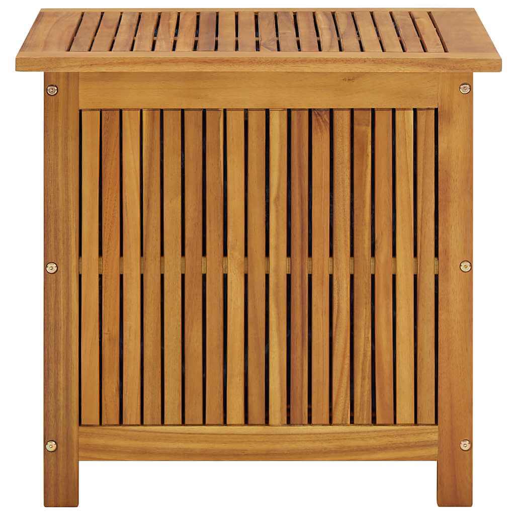 Garden Storage Box 60x50x58 cm Solid Acacia Wood with slatted design and natural finish.
