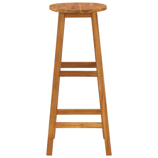 Solid acacia wood bar stool with footrests for outdoor patio or garden furniture.