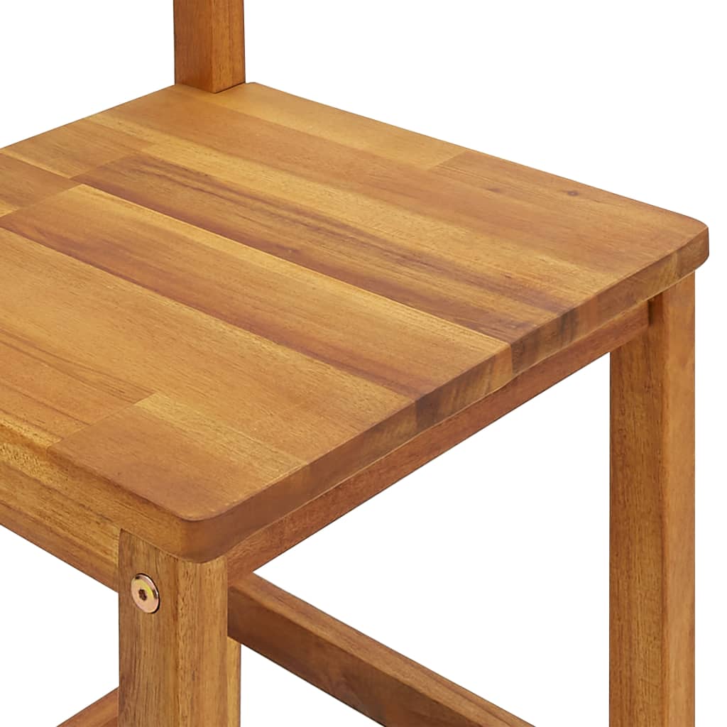 Close-up of solid acacia wood bar stool seat showcasing its sturdy, smooth surface and natural grain patterns.