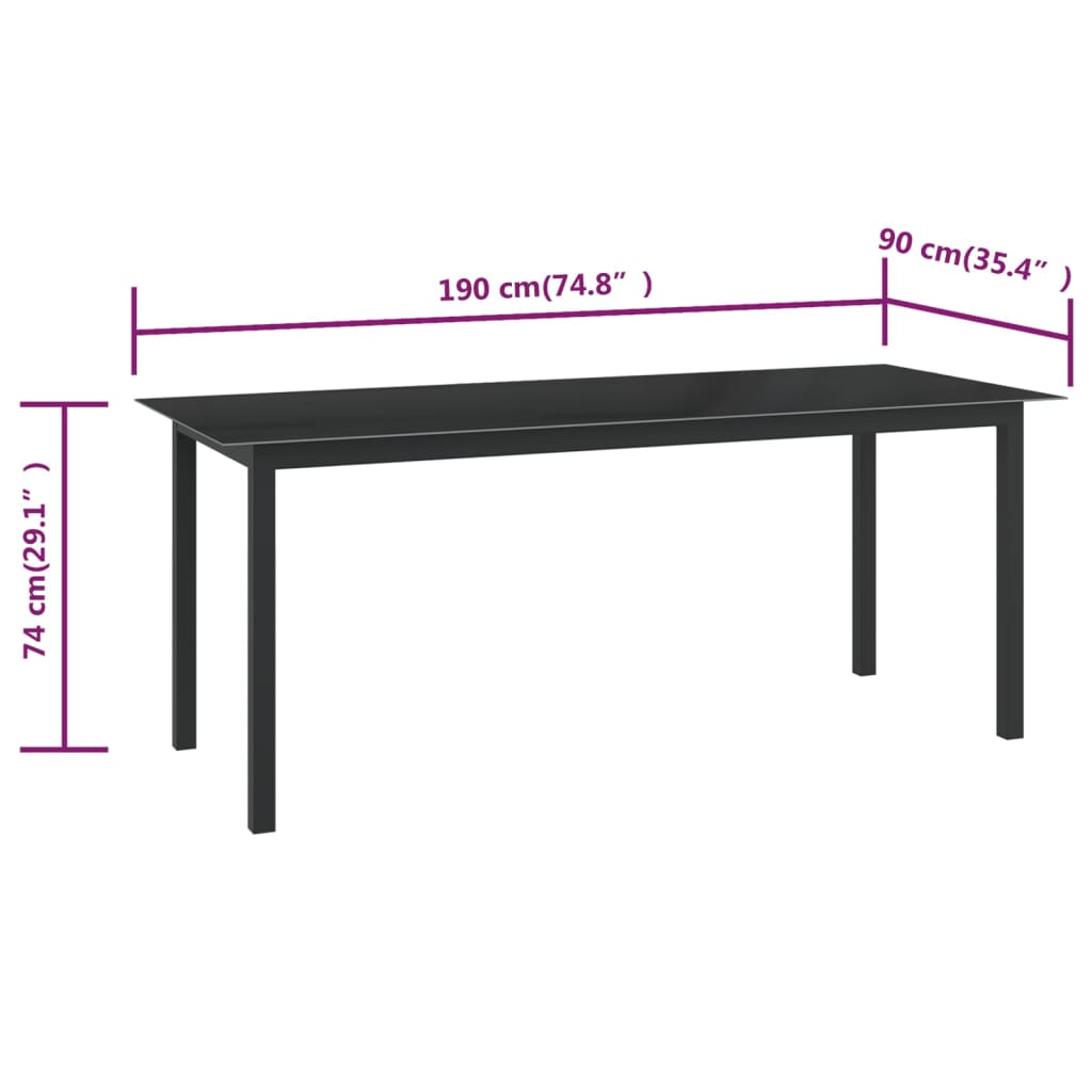 Garden Table 190x90x74 cm Aluminium and Glass , Furniture -> Outdoor Furniture -> Outdoor Tables , Durable,eligant,Furniture -,Home & Garden -,Modern Design,new-305021,Outdoor Furniture -,Outdoor Tables,Tables -,Wooden Furniture