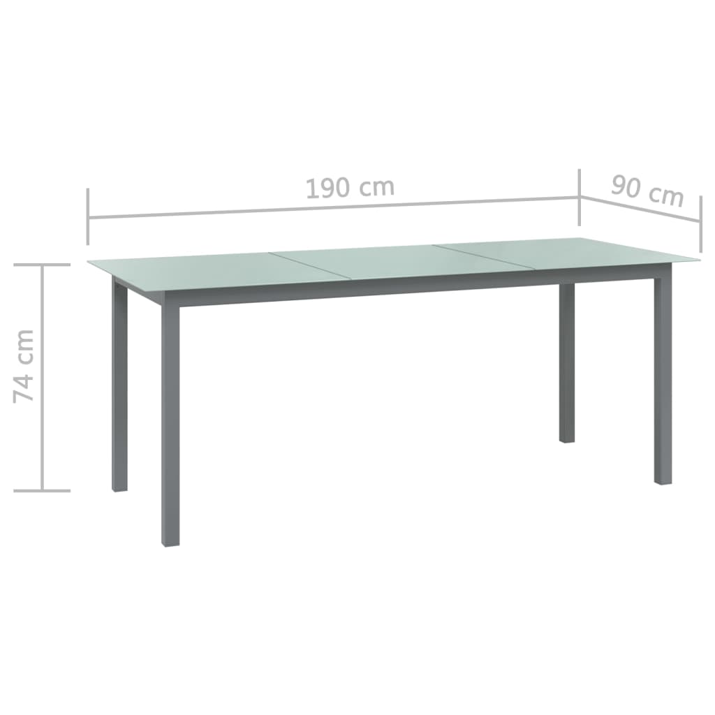 Garden Table Light 190x90x74 cm Aluminium and Glass , Tables , eligant,Furniture -,Home & Garden -,Modern Design,new-305021,Outdoor Furniture -,Outdoor Tables