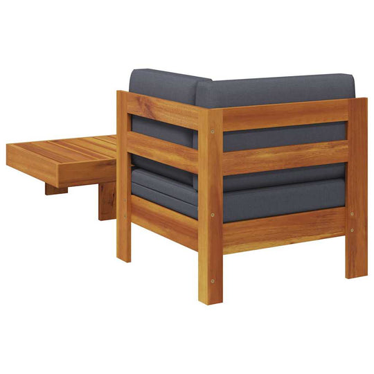 2 Piece Garden Lounge Set with Dark  Cushions Acacia Wood