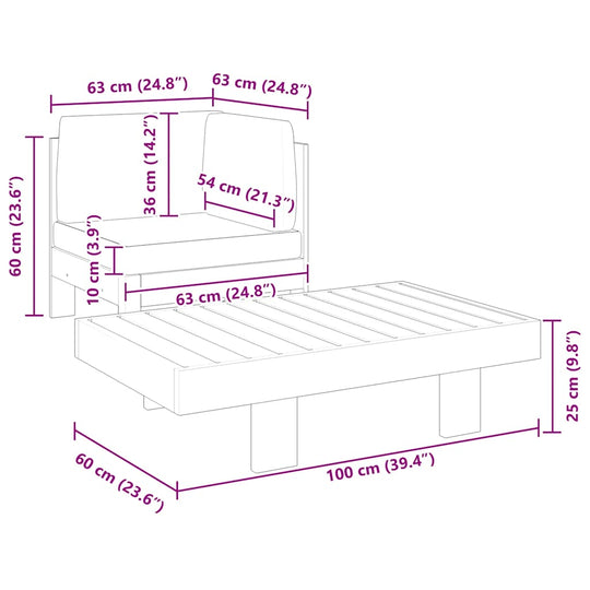 2 Piece Garden Lounge Set with Dark  Cushions Acacia Wood