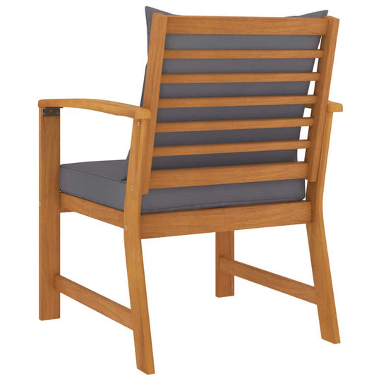 Garden Chairs 2 pcs with Dark Cushion Solid Acacia Wood , Furniture -> Outdoor Furniture -> Outdoor Seating -> Outdoor Chairs