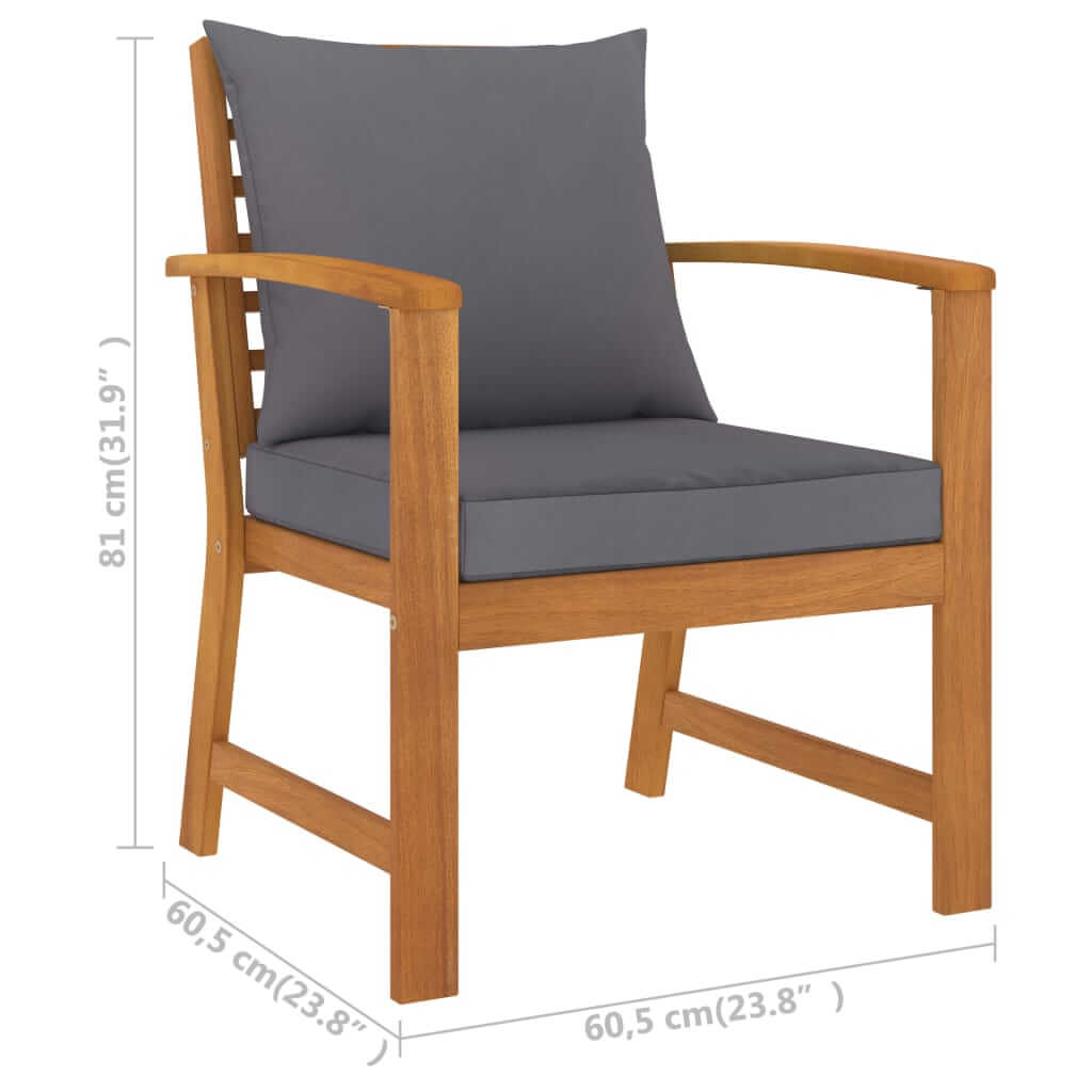 Garden Chairs 2 pcs with Dark Cushion Solid Acacia Wood , Furniture -> Outdoor Furniture -> Outdoor Seating -> Outdoor Chairs