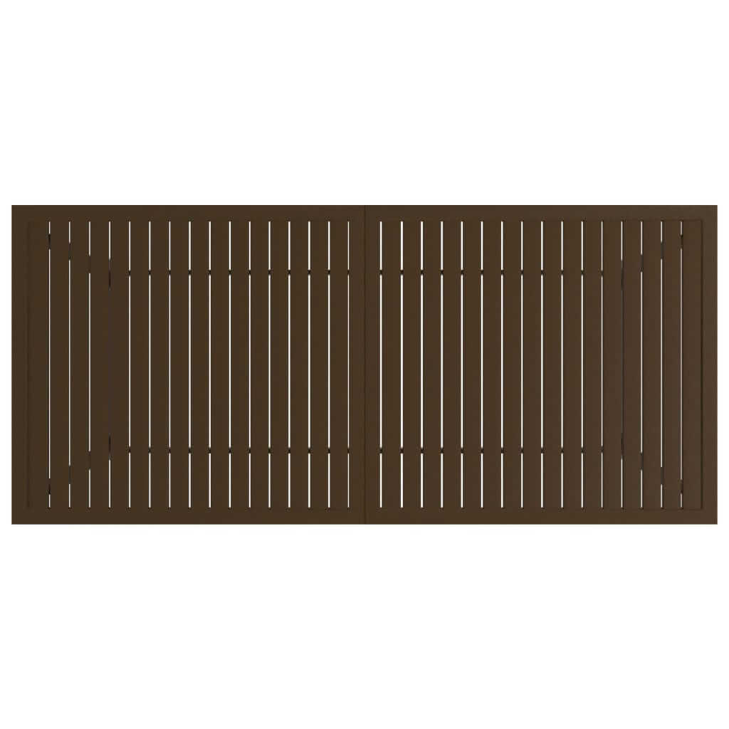 Brown slatted garden table 190x80x72 cm, perfect for outdoor furniture and adding industrial style to your lounge area.