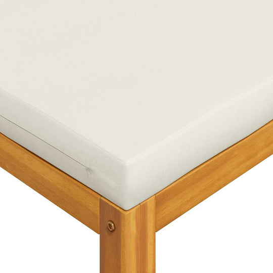 Detail of Sectional Corner Sofas 2 pcs with Cushions White showing sturdy acacia wood frame and white cushion for outdoor use.