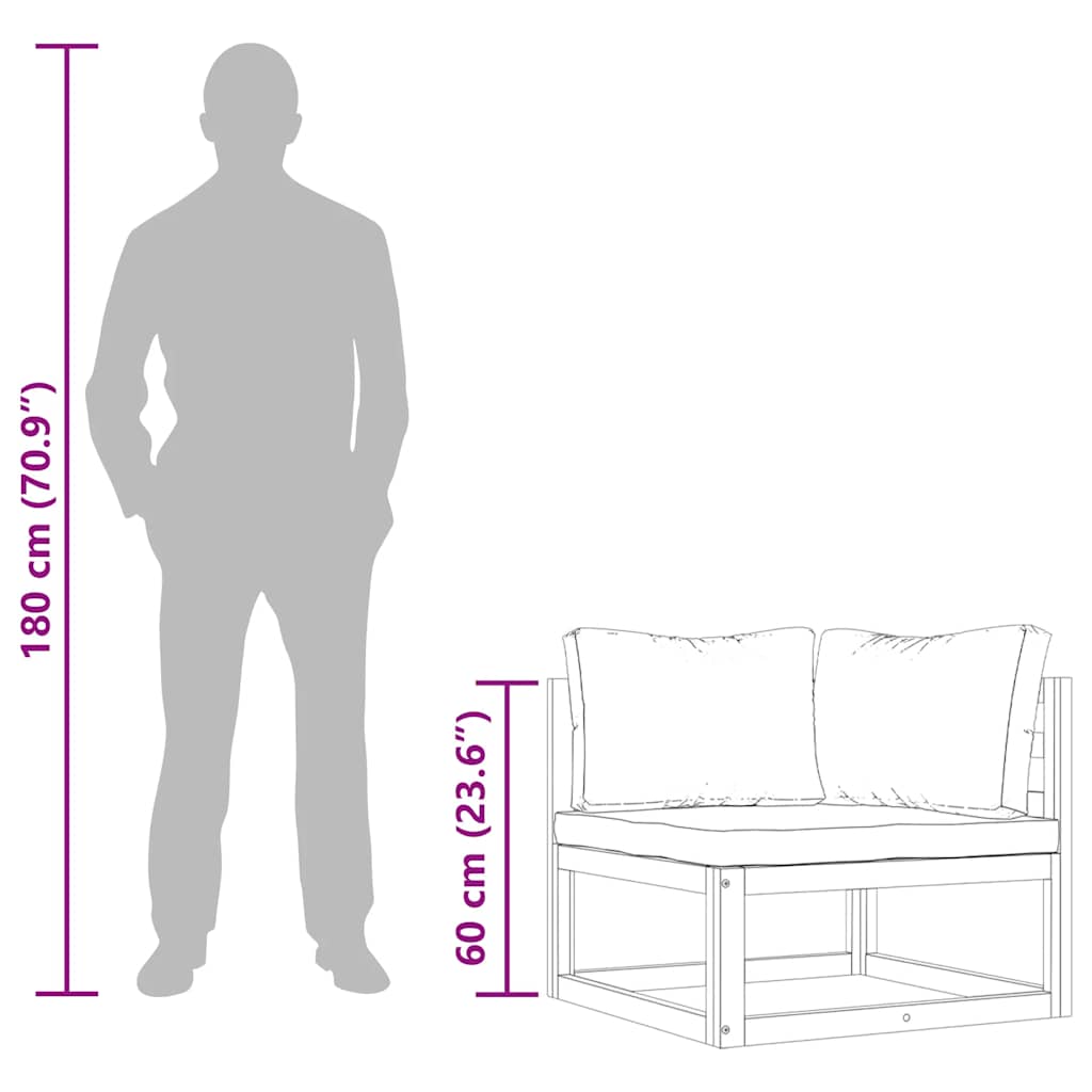 Size comparison of Sectional Corner Sofas 2 pcs with Cushions White next to person illustration