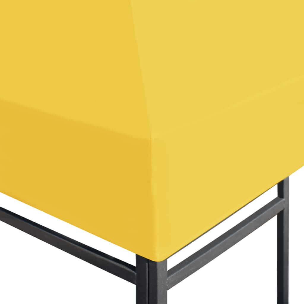 Close-up of yellow gazebo top cover, highlighting the durable fabric and sturdy frame designed for outdoor furniture protection.