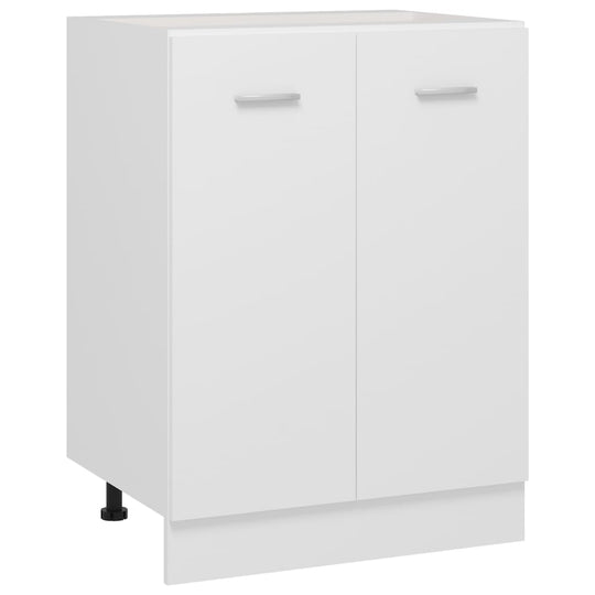 White bottom cabinet 60x46x81.5 cm in engineered wood, featuring two doors and ample storage for kitchen items.