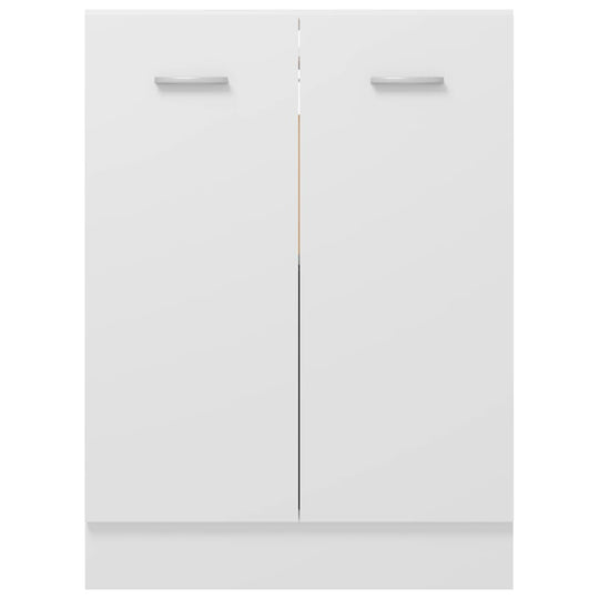 Bottom cabinet in white, 60x46x81.5 cm, engineered wood, offering ample kitchen storage with two doors and shelves.