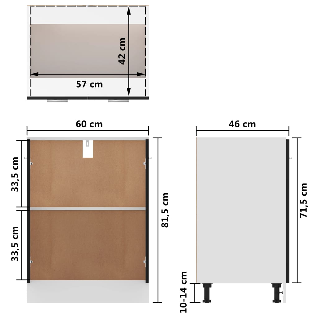 Bottom Cabinet 60x46x81.5 cm Engineered Wood , Furniture -> Cabinets & Storage -> Kitchen Cabinets , Cabinets & Storage -,Durable,eligant,Furniture -,Home & Garden -,Kitchen Cabinets,Modern Design,new-305021